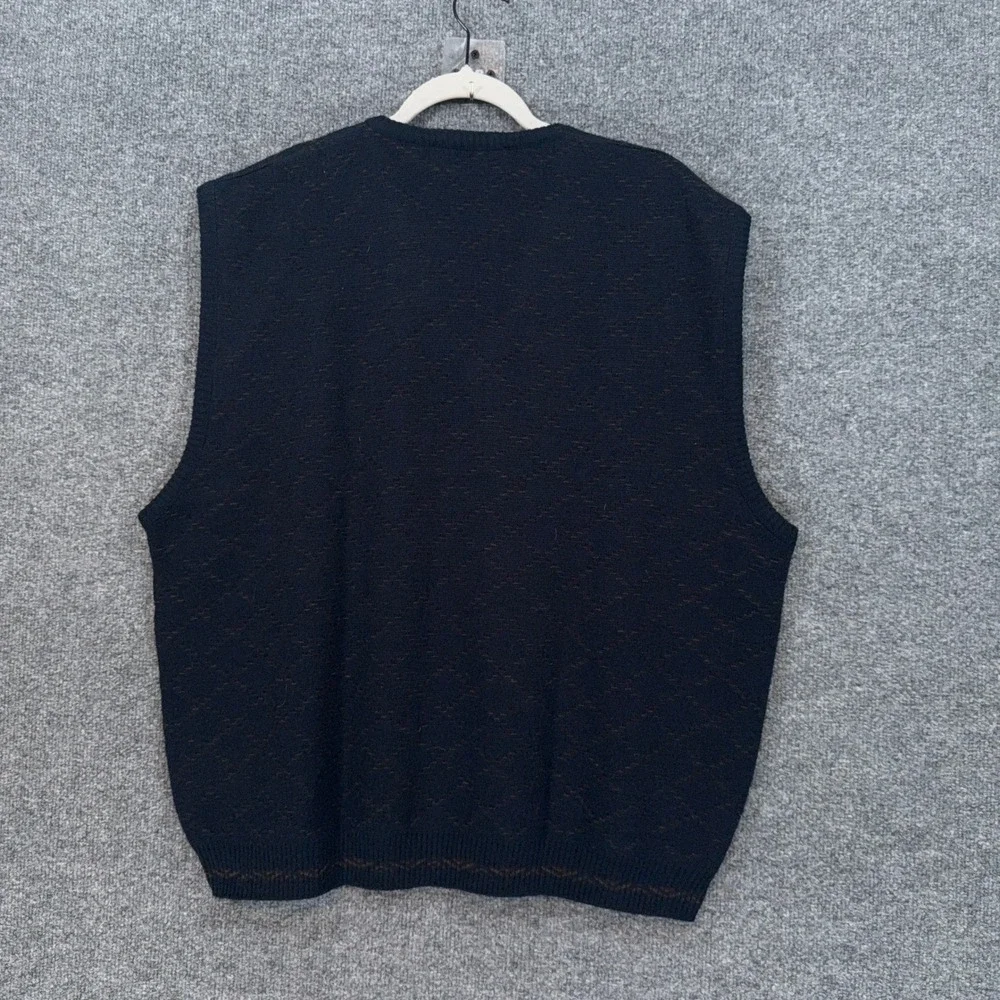Florence Tricot Sweater Vest Mens XL Navy Blue Diamond Knit Wool Blend Italy
